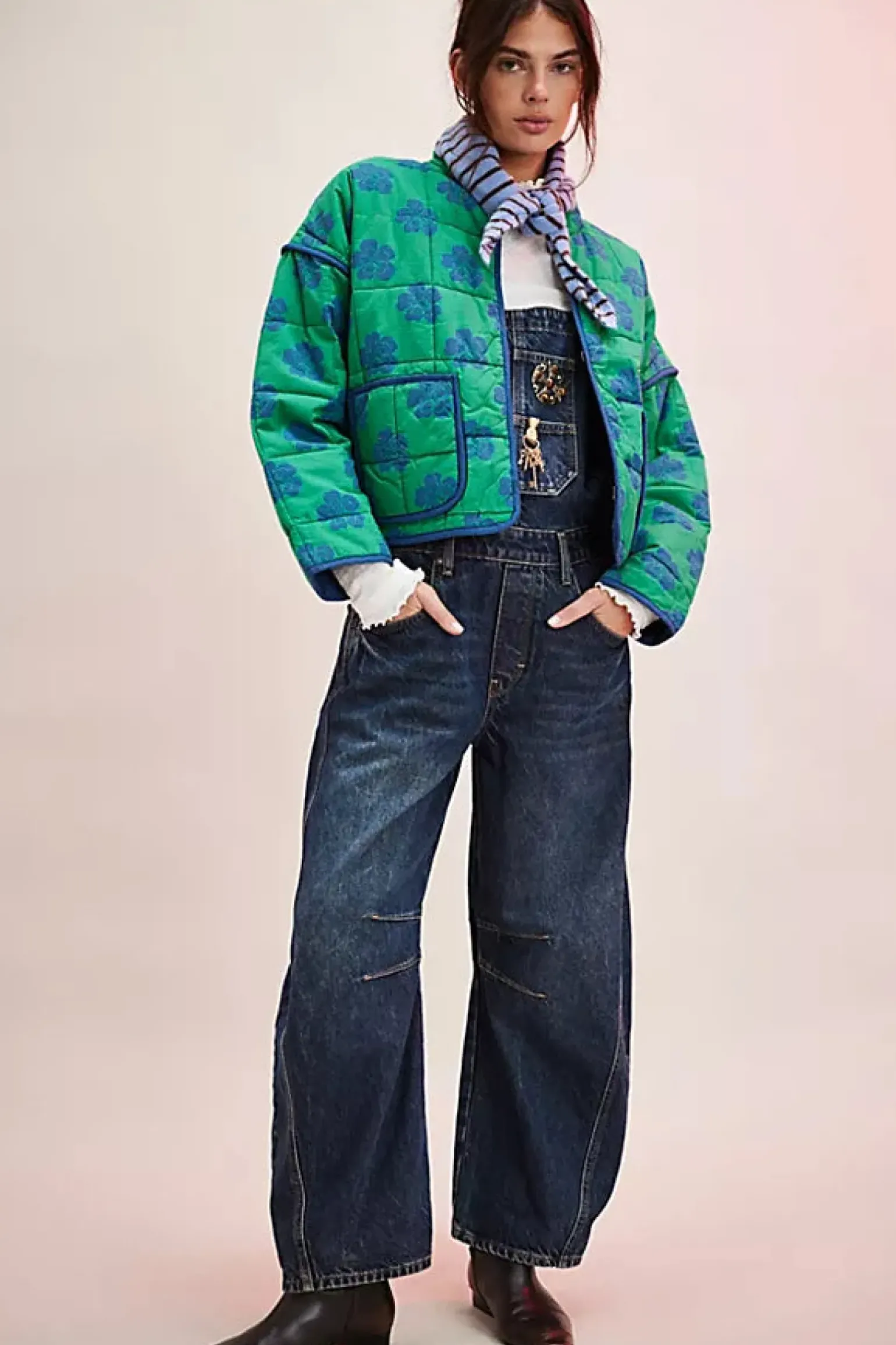 Free People Chloe Jacket - Grass Combo