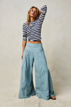 Free People Dawn on Me Wide Leg Jeans - Moonlit