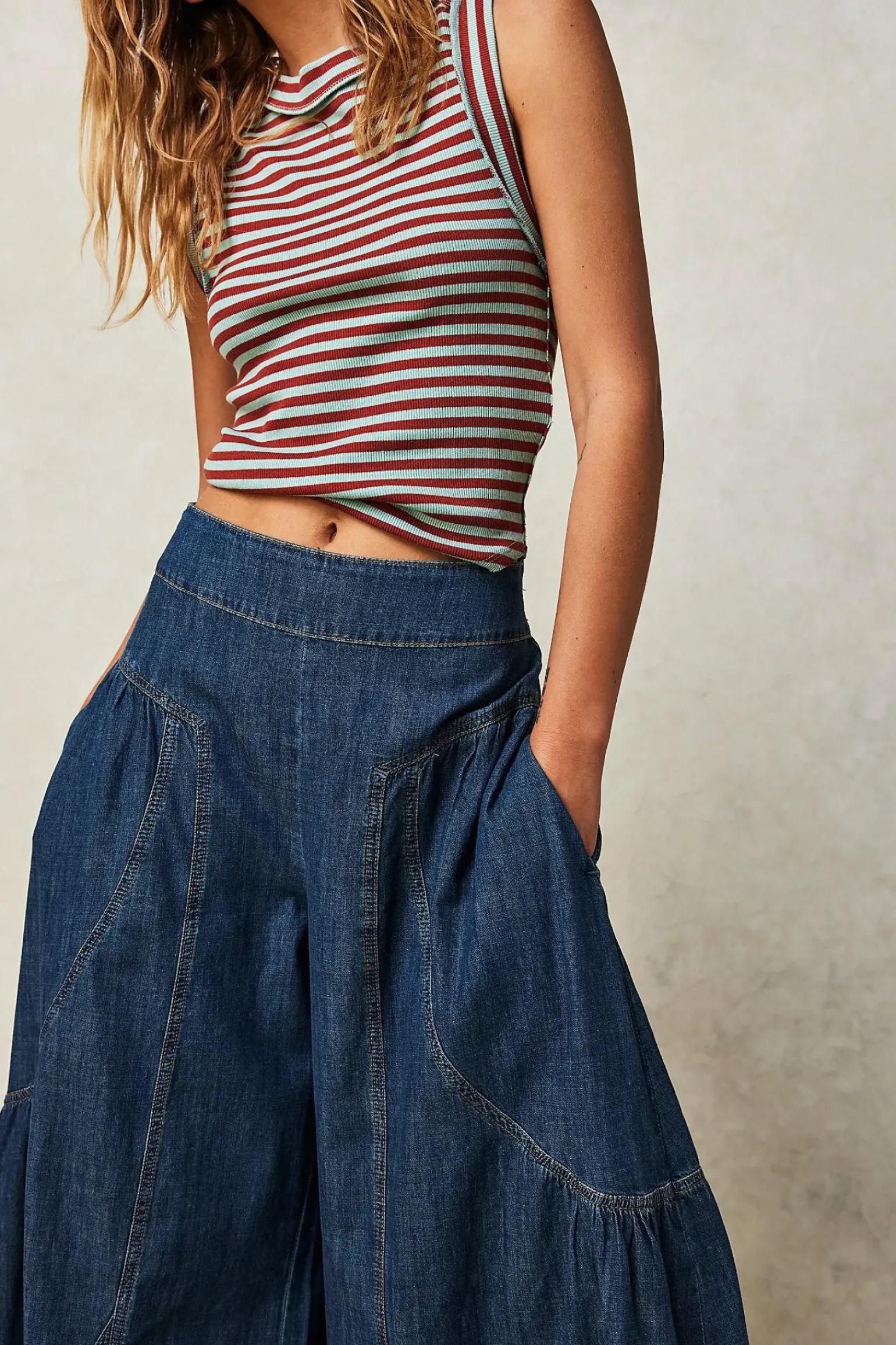 Free People Dawn on Me Wide Leg Jeans - London Blue