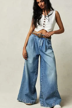 Free People Equinox Denim Trouser - Open Sky