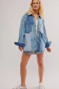 Free People Mountain Roads Shirt - Indigo Mixed
