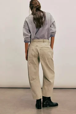 Free People Moxie Low Slung Pull On Barrel Jeans - Jetty