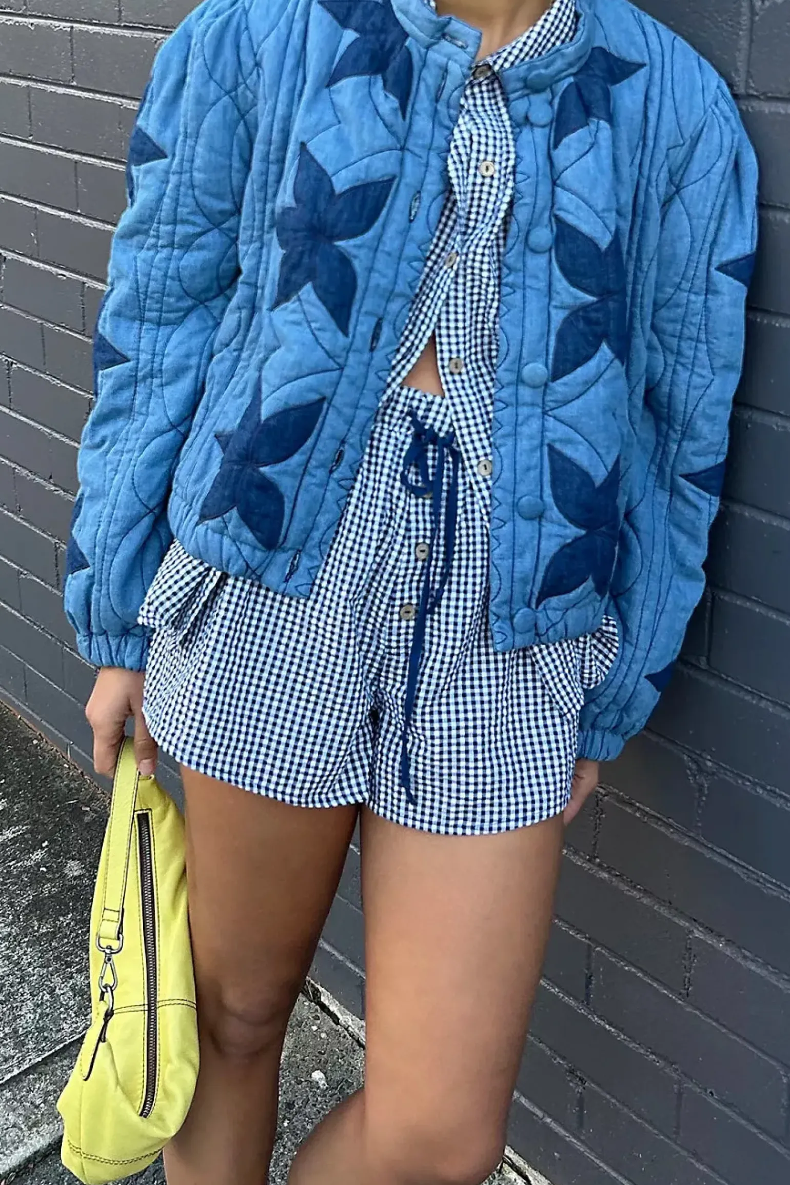 Free People Quinn Quilted Jacket - Indigo Combo