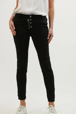 Italian Star Button Jean - Black