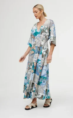 Kinney Ellis Dress - Cyan Patchwork