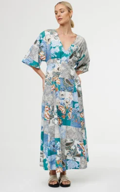 Kinney Ellis Dress - Cyan Patchwork