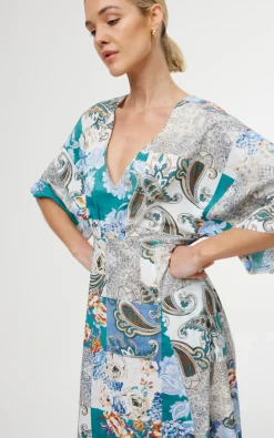 Kinney Ellis Dress - Cyan Patchwork