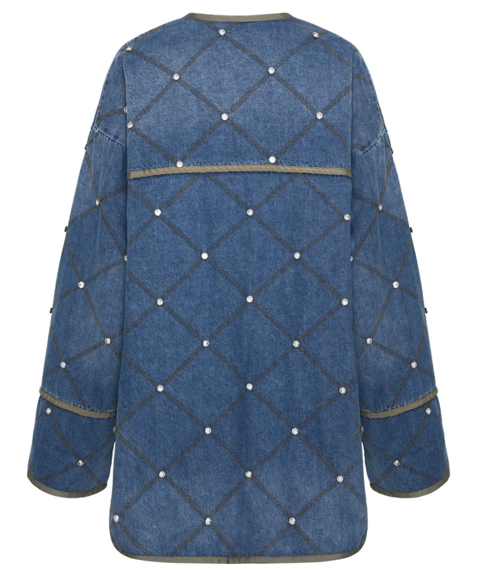 One Teaspoon Bay Blue Quilted Crystal Studded Jacket