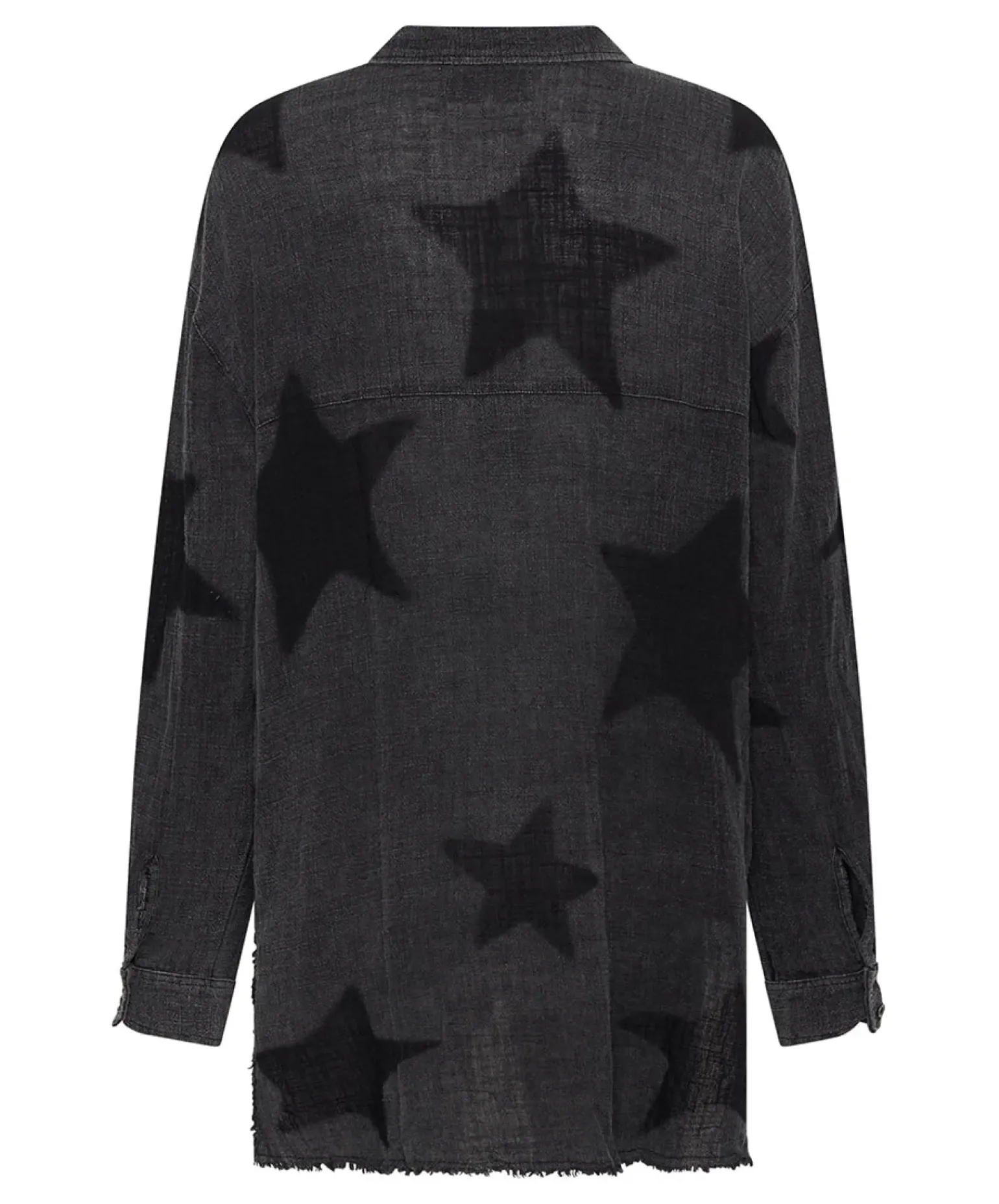 One Teaspoon Black Star Muslin Longline Shirt - Charcoal