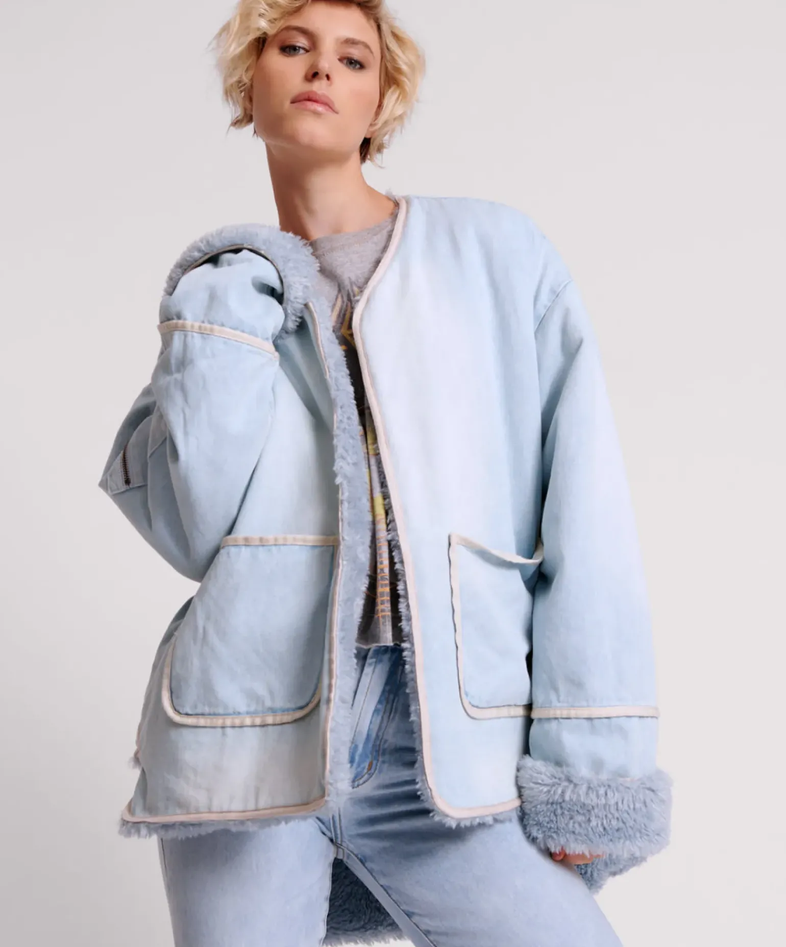 One Teaspoon Blue Space Teddy Throwover Denim Jacket
