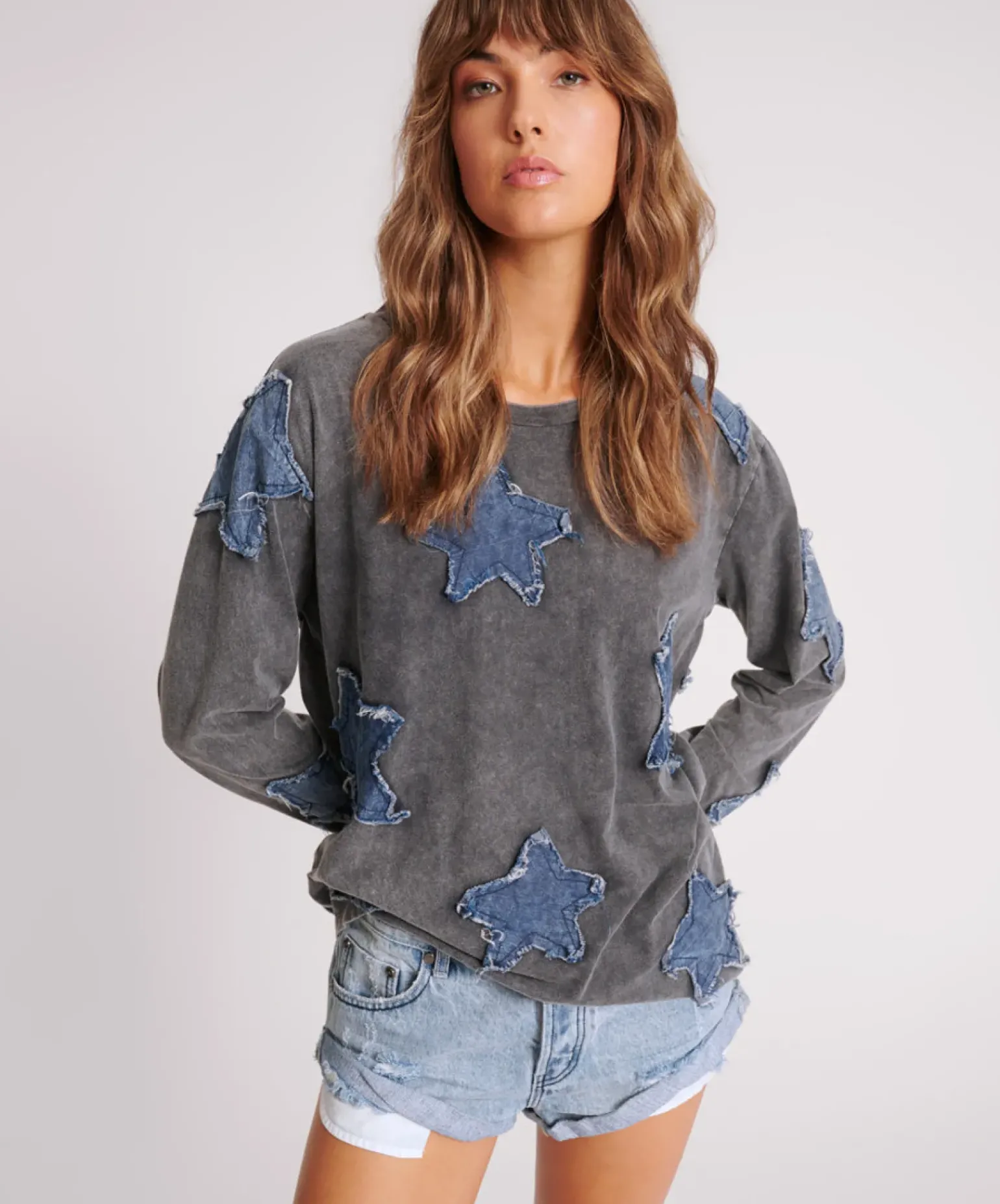 One Teaspoon Denim Star Boyfriend Longsleeve Tee - Black Acid