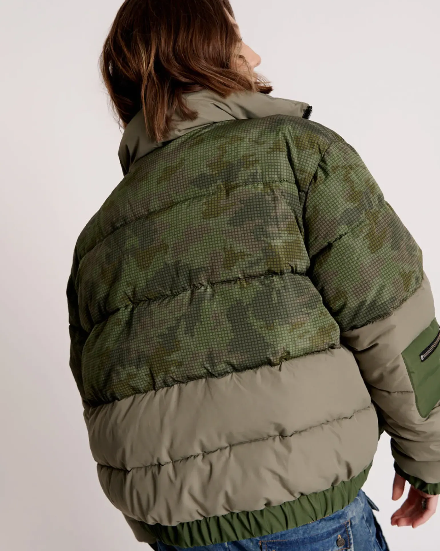 One Teaspoon Dirtee Love Camo Puffa Jacket - Khaki