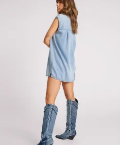 One Teaspoon Tencel Shirt Dress - Soft Blue