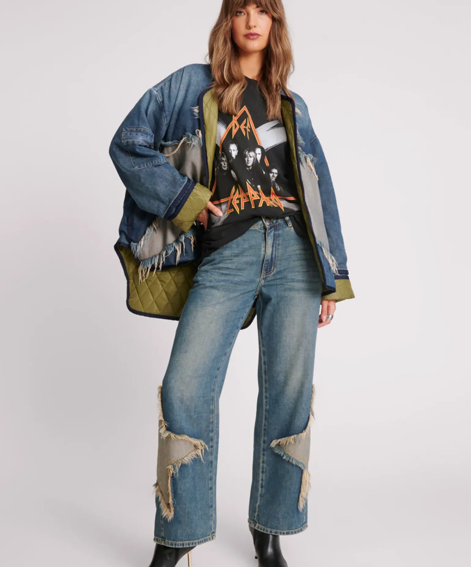 One Teaspoon Wadded Jacket - Memphis Light Star Denim