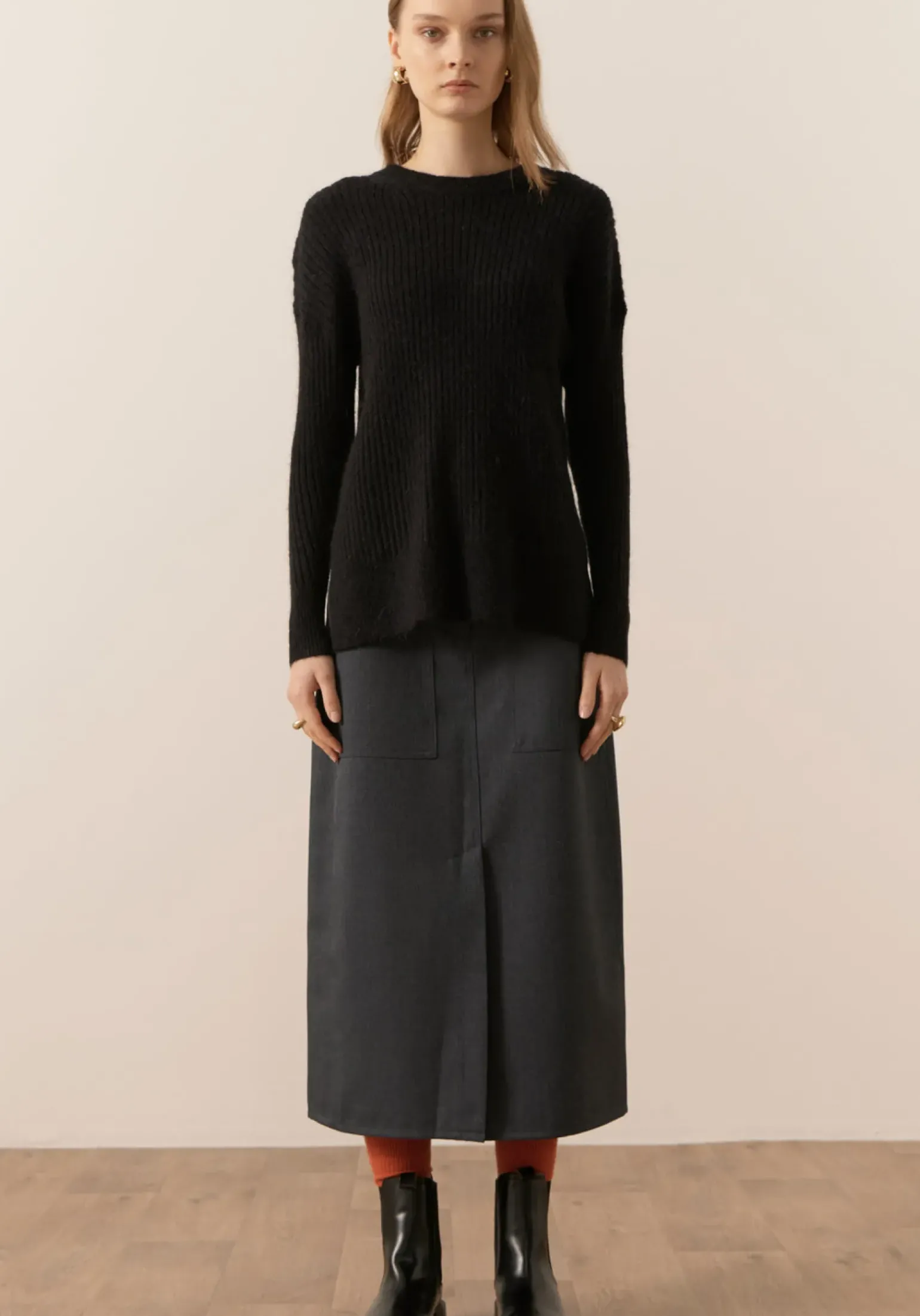 Pol Fitch Ribbed Knit - Black