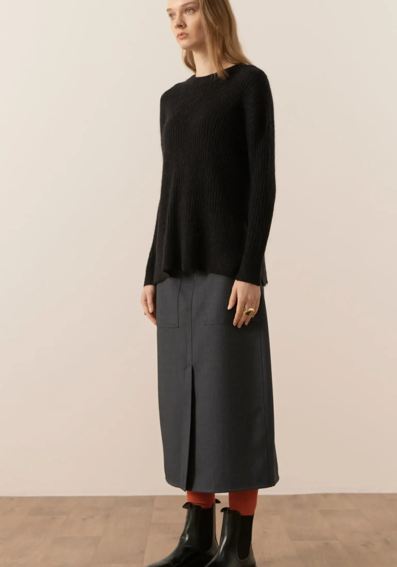 Pol Fitch Ribbed Knit - Black