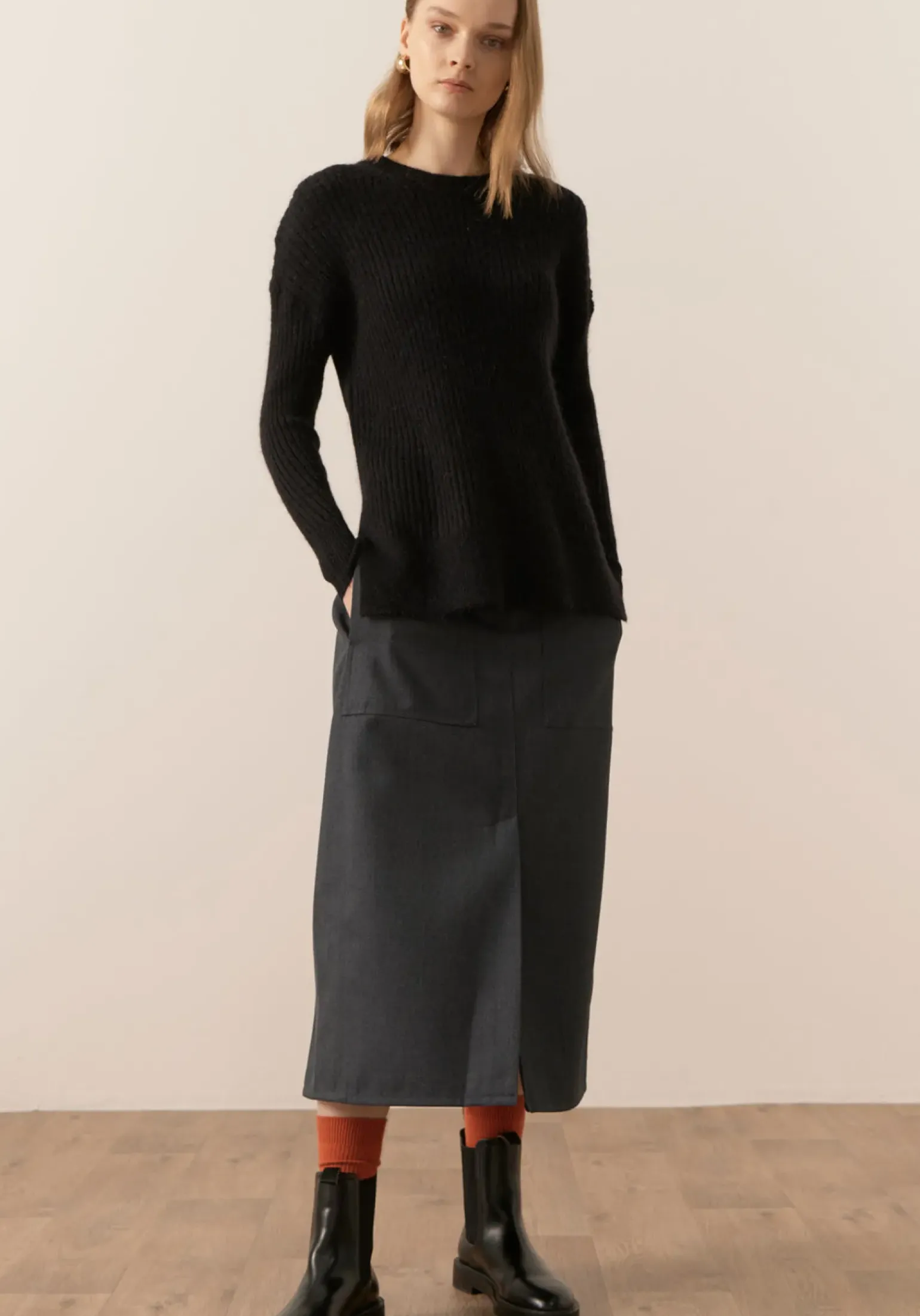 Pol Fitch Ribbed Knit - Black