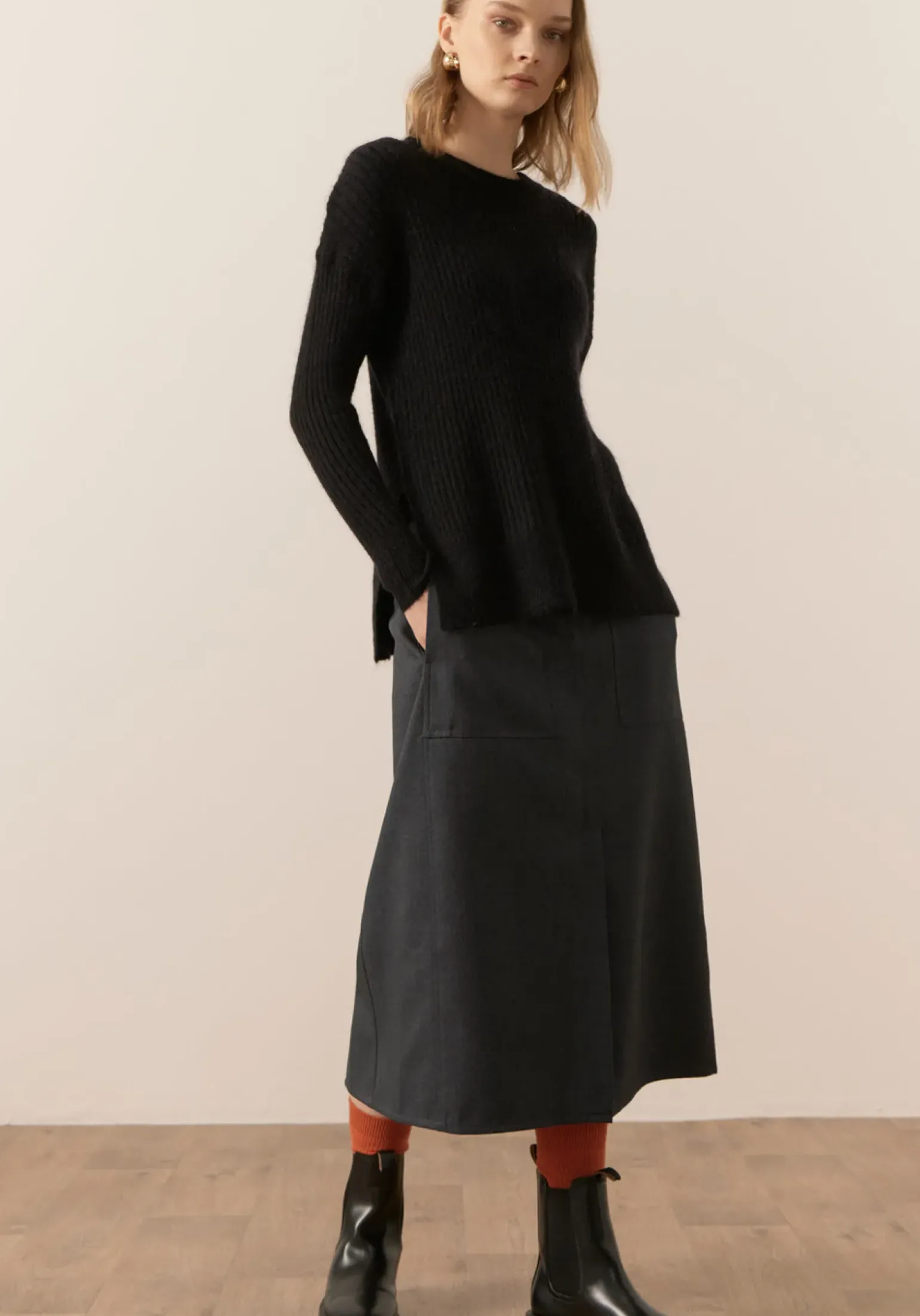 Pol Fitch Ribbed Knit - Black