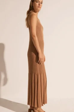 Pol Maui Ribbed Tanbk Dress- Toffee