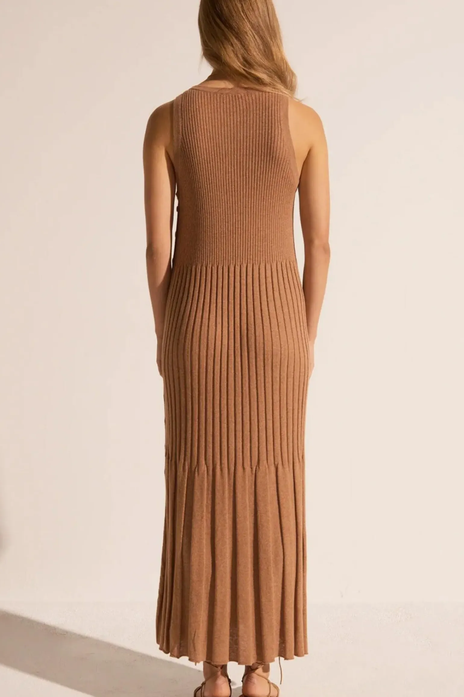 Pol Maui Ribbed Tanbk Dress- Toffee