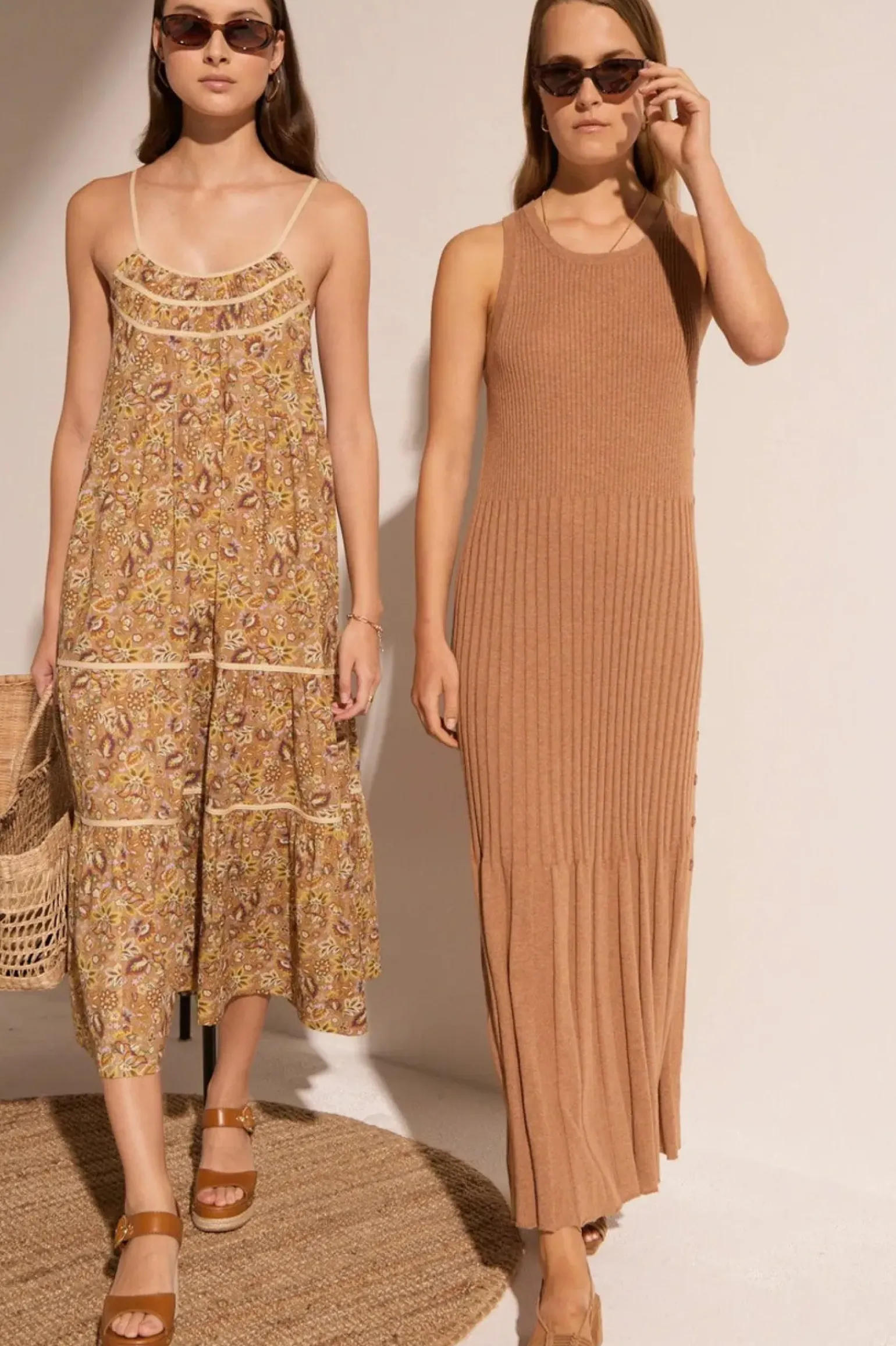 Pol Maui Ribbed Tanbk Dress- Toffee