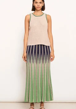 Pol Xander Crochet Tank - Pebble/Ink/Green