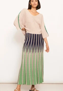 Pol Xander Crochet Tee - Pebble/Ink/Green