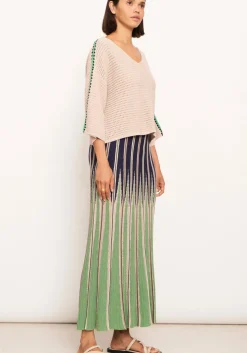 Pol Xander Crochet Tee - Pebble/Ink/Green