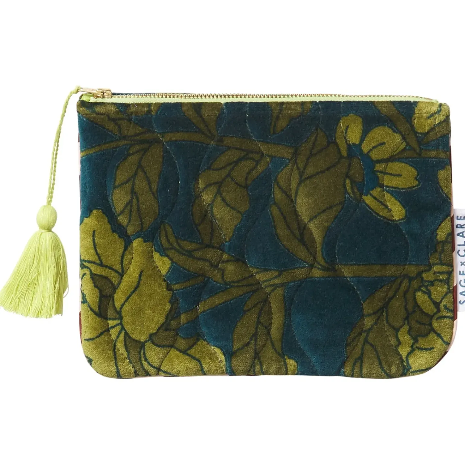 Sage & Clare Bernanda Velvet Pouch - Peacock