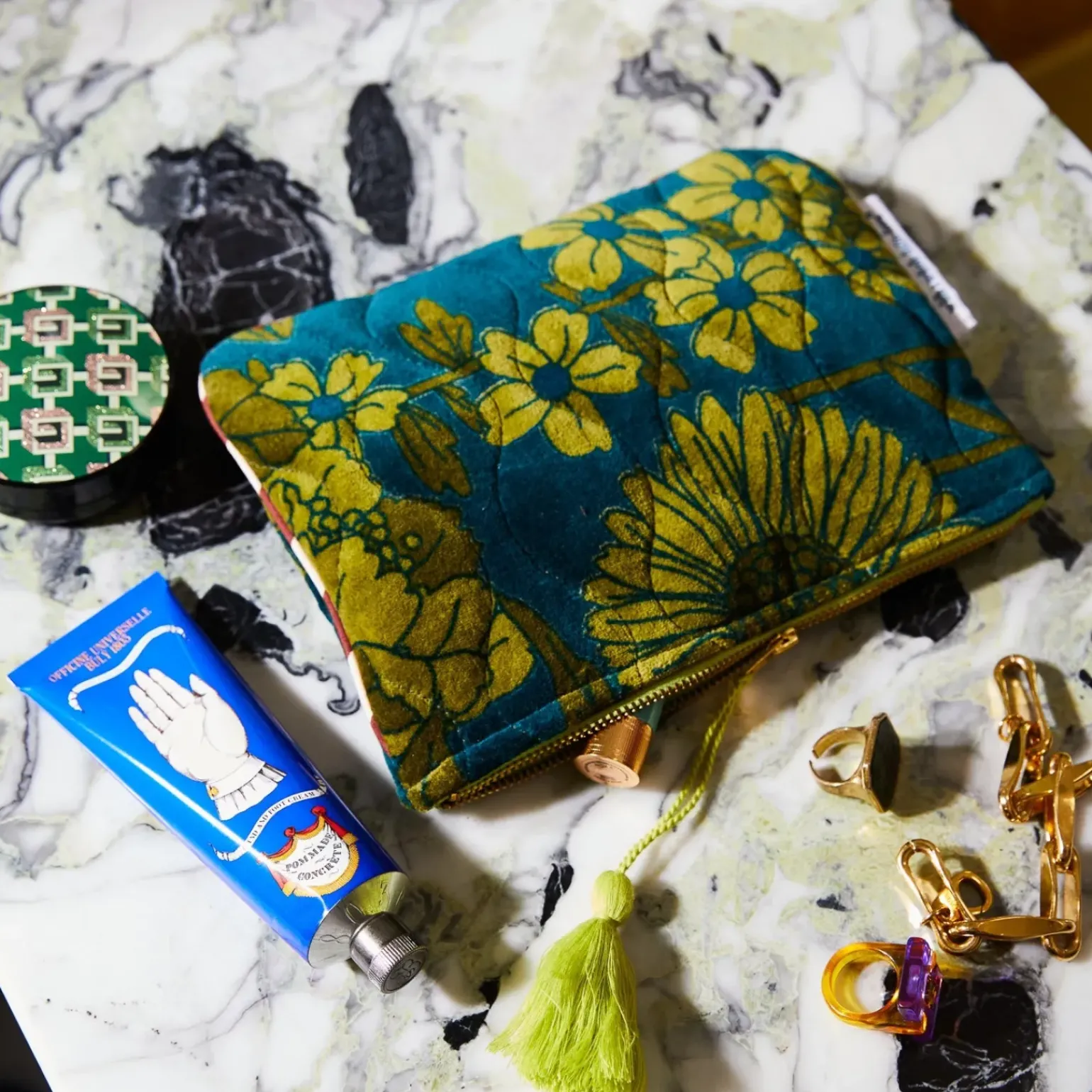 Sage & Clare Bernanda Velvet Pouch - Peacock