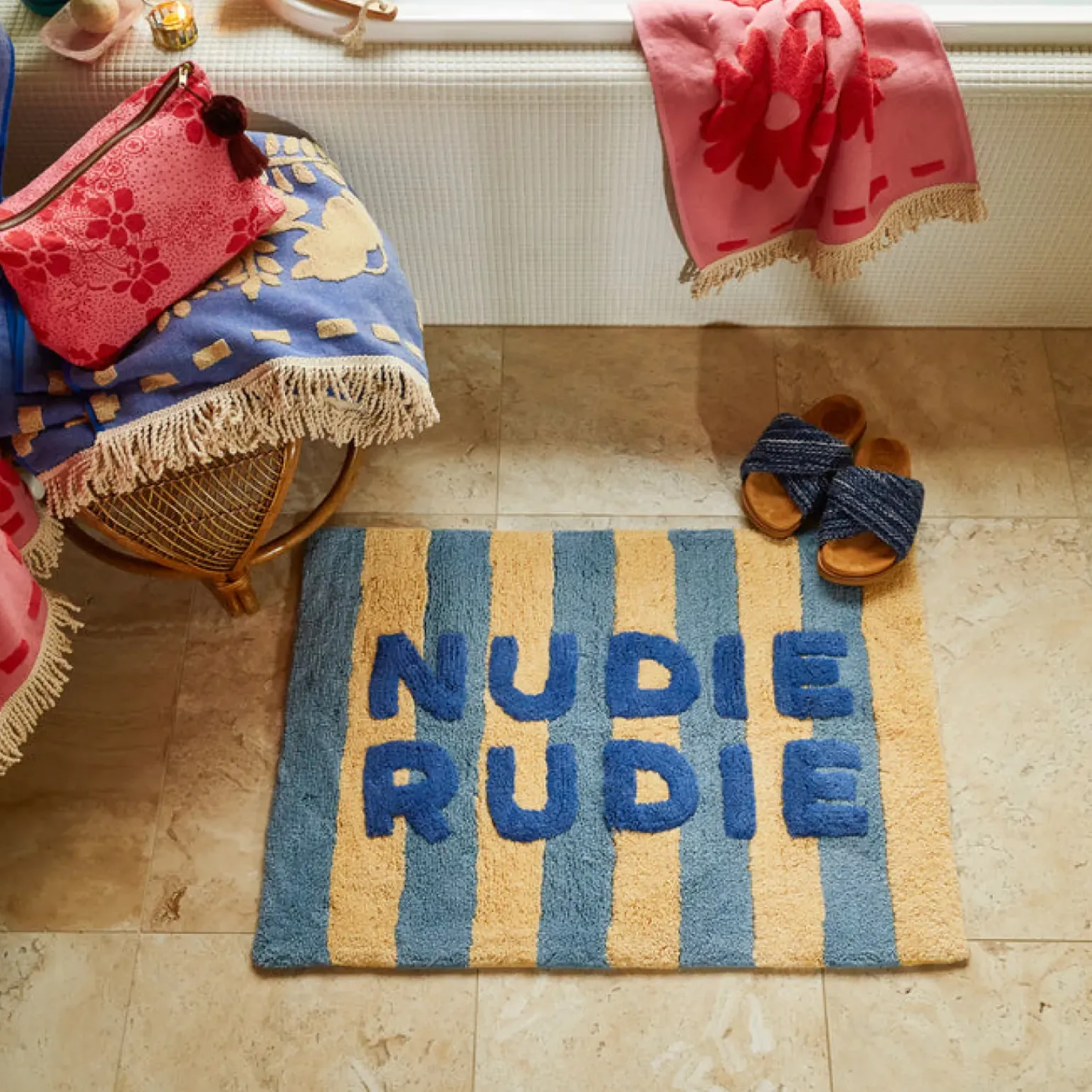 Sage & Clare Ira Nudie Rudie Bath Mat - Blue Jean
