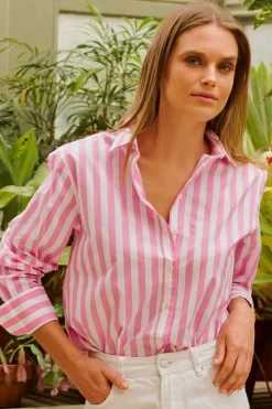 Shirty Elodie Girlfriend Shirt - Pink Wide Stripe
