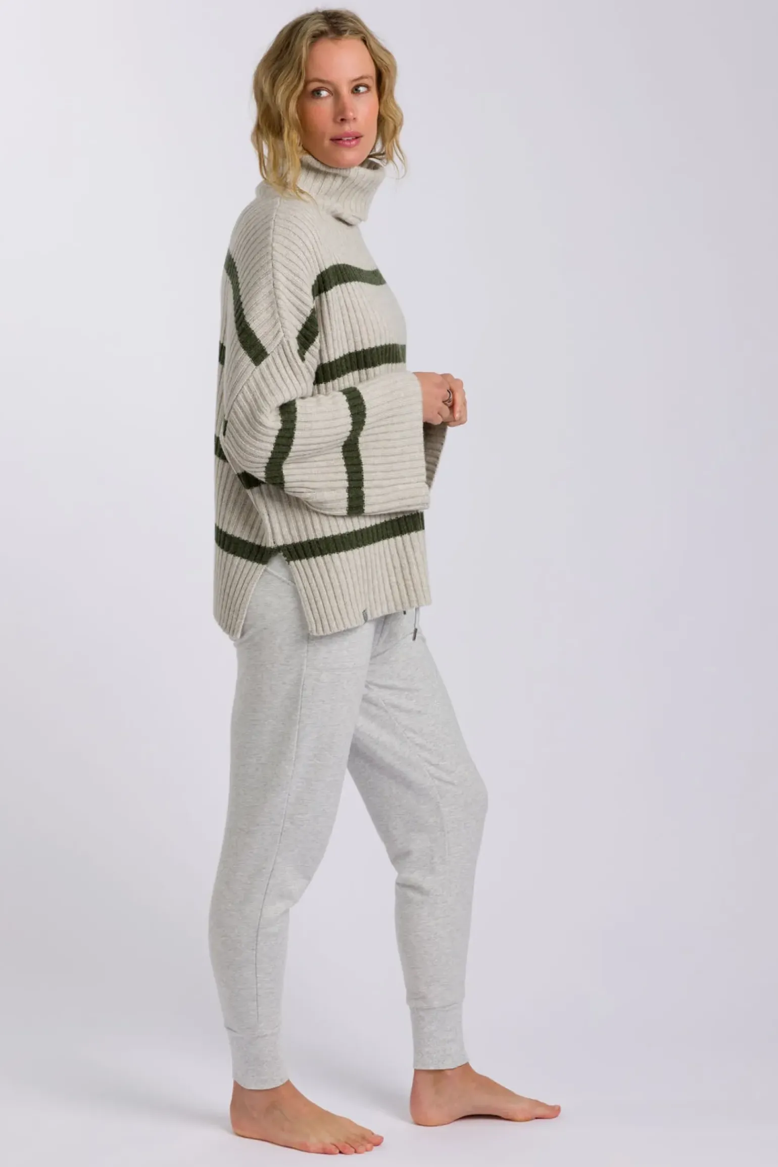 Talamaya Divine Rib Pullover - Loden Stripe