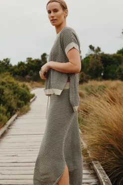 Talamaya Lattice Knitted Skirt - Washed Black & Soft Gold