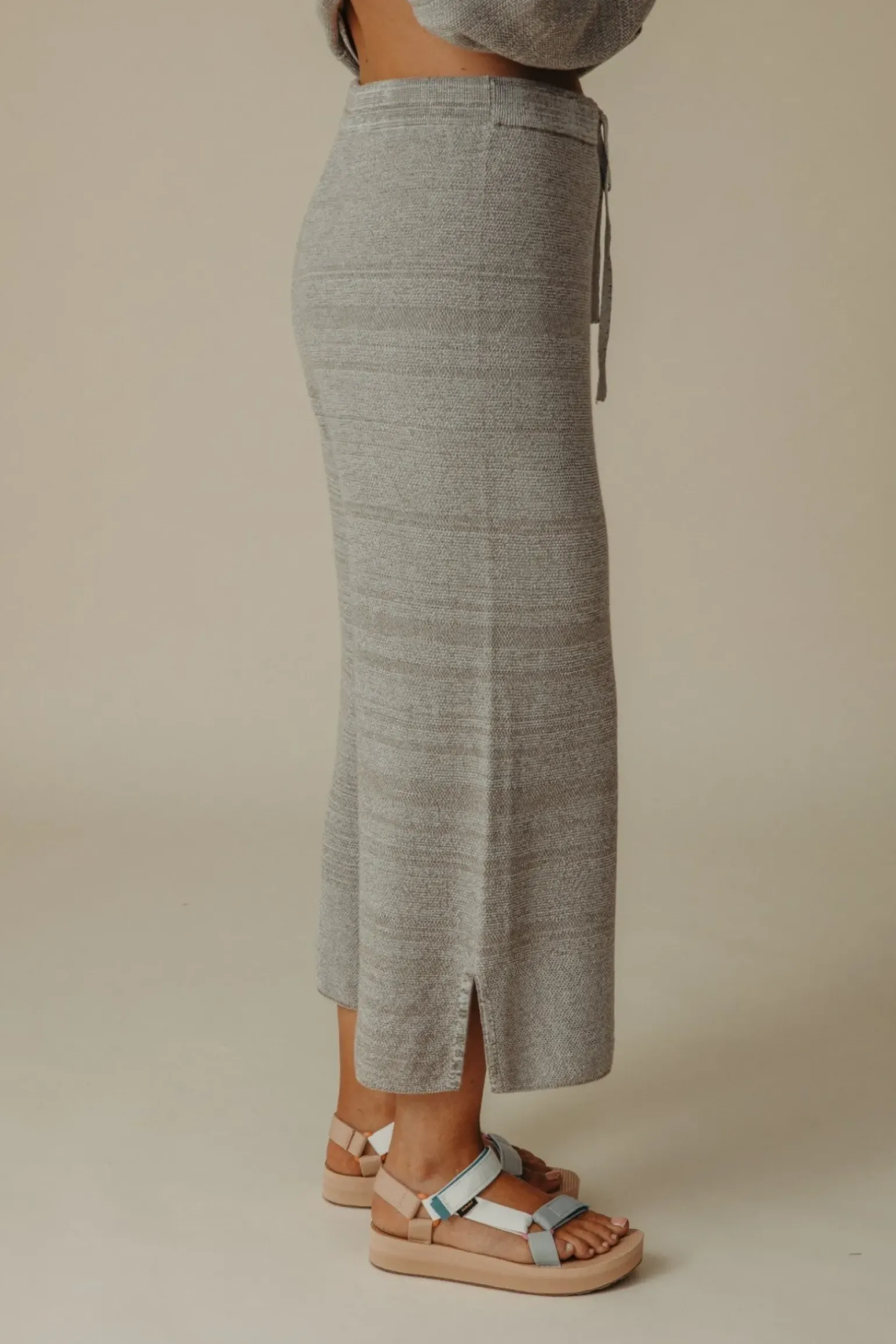 Talamaya Retreat Cotton Twist Pant - Dusty Olive & White