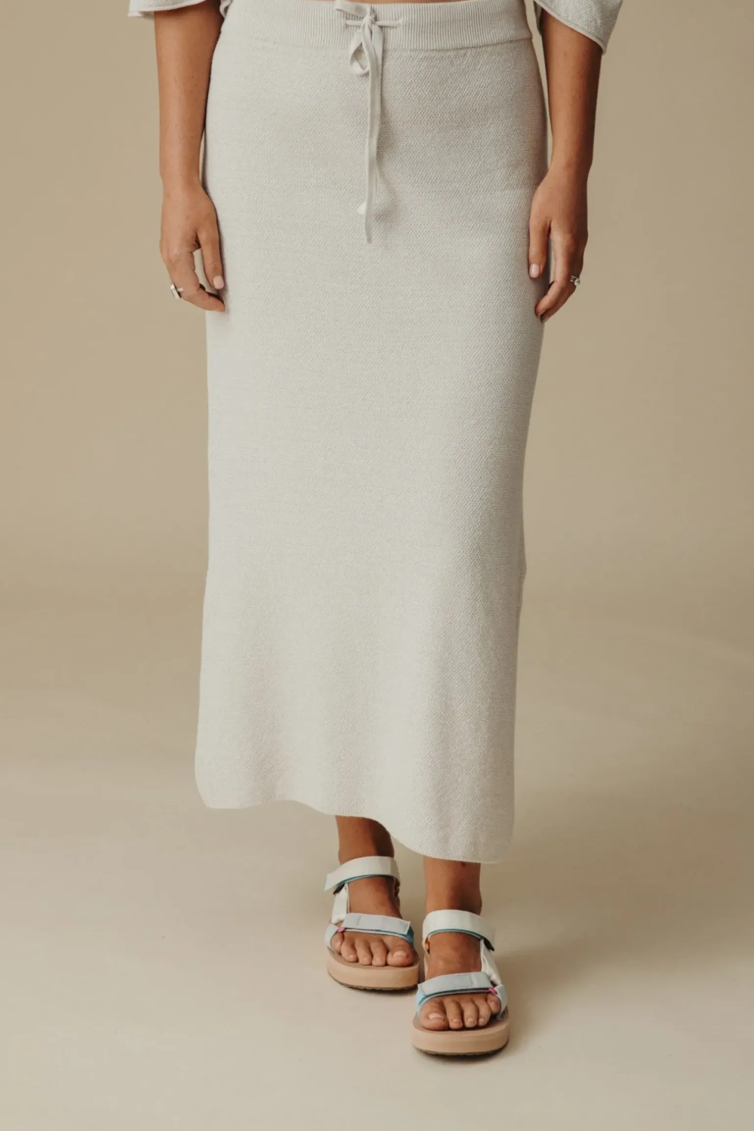 Talamaya Retreat Cotton Twist Skirt - Silver & White
