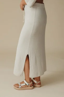 Talamaya Retreat Cotton Twist Skirt - Silver & White