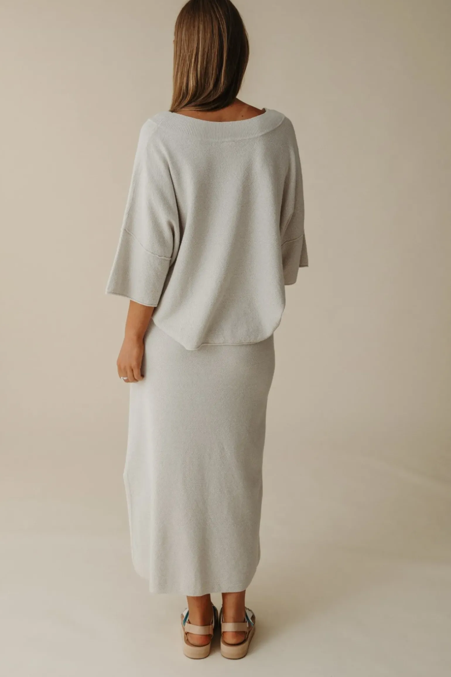 Talamaya Retreat Cotton Twist Skirt - Silver & White