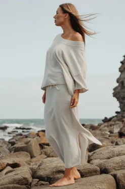 Talamaya Retreat Cotton Twist Skirt - Silver & White