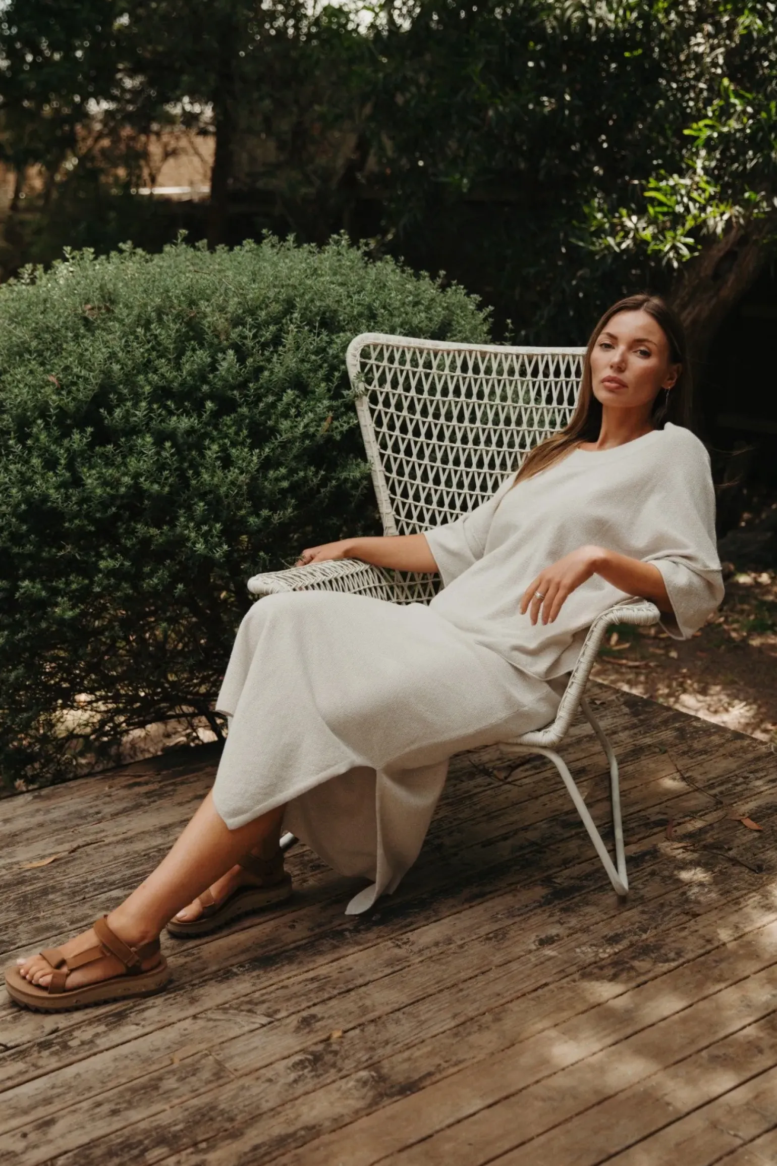 Talamaya Retreat Cotton Twist Skirt - Silver & White