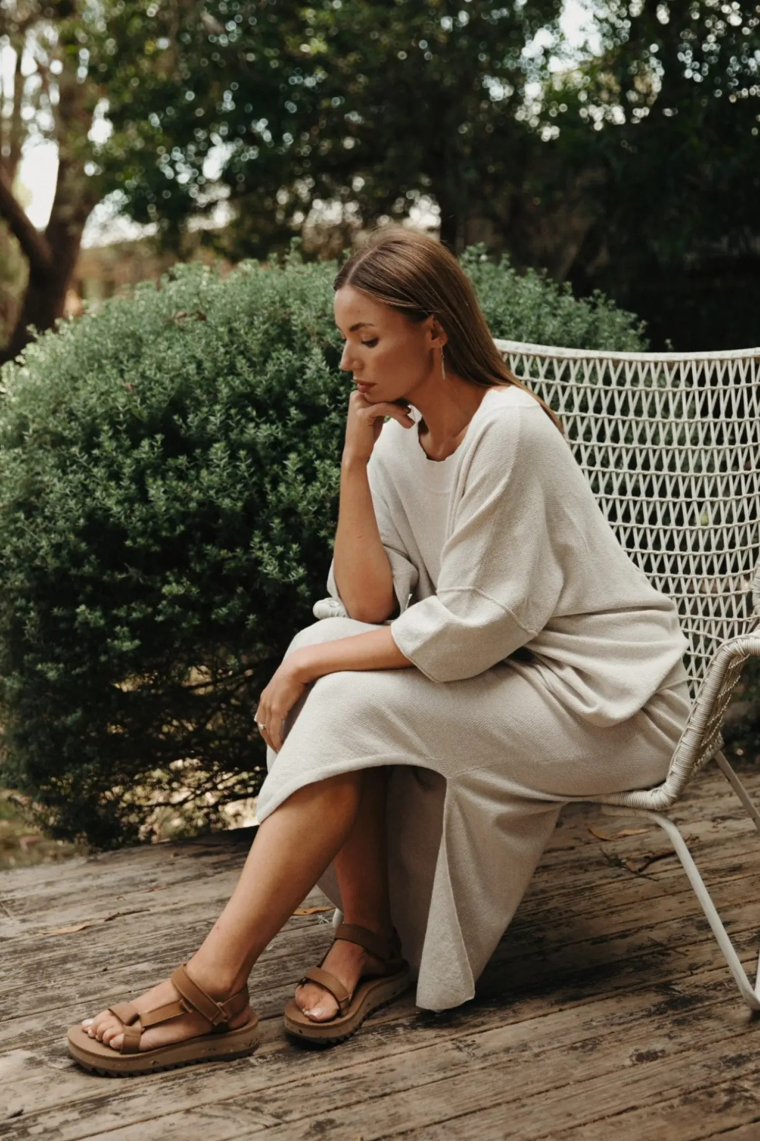 Talamaya Retreat Cotton Twist Skirt - Silver & White