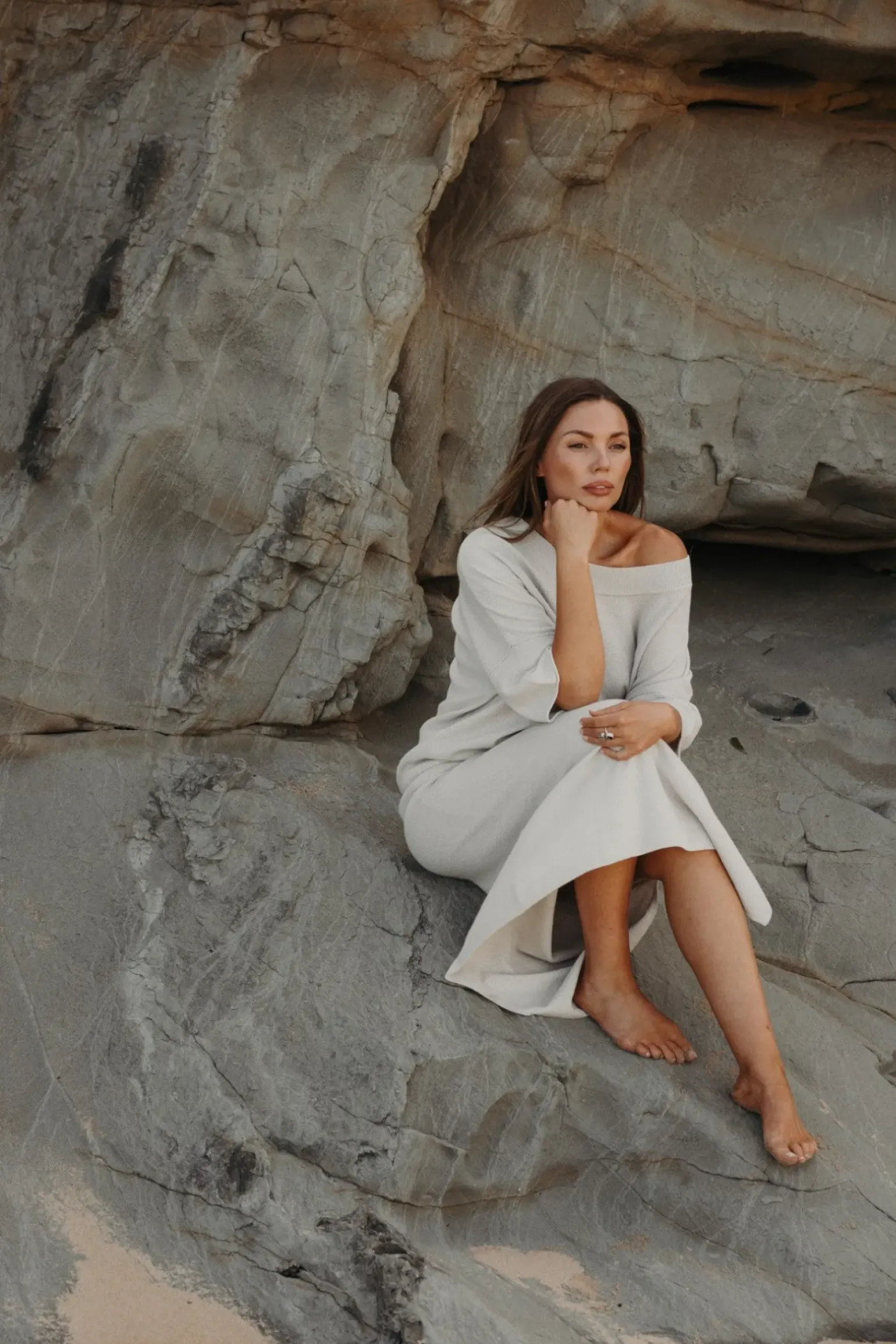 Talamaya Retreat Cotton Twist Skirt - Silver & White