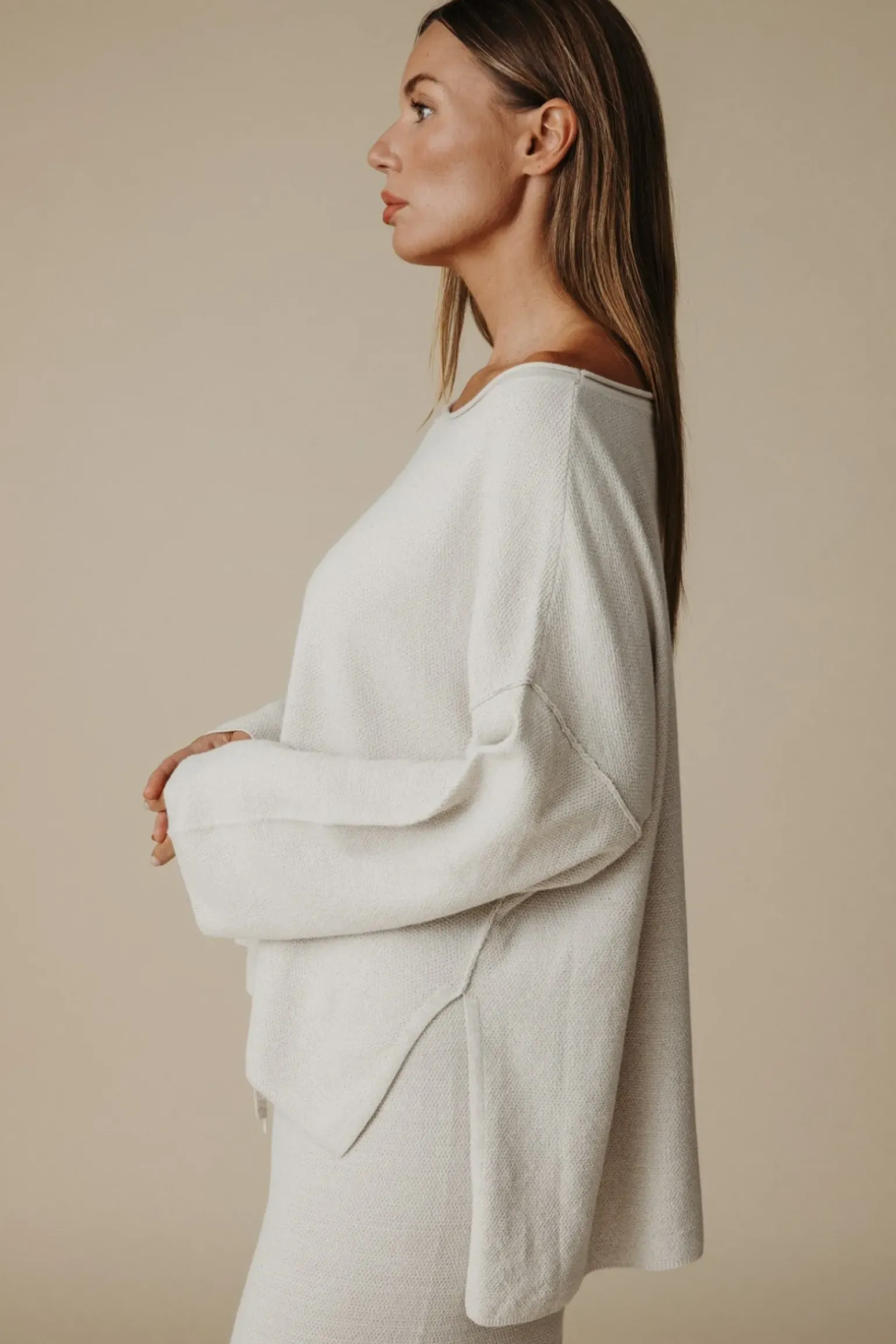 Talamaya Retreat Cotton Twist Pullover - Silver & Salt