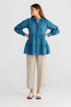 The Shanty Mia Top - Blue Steel