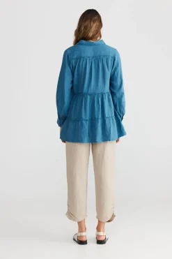 The Shanty Mia Top - Blue Steel
