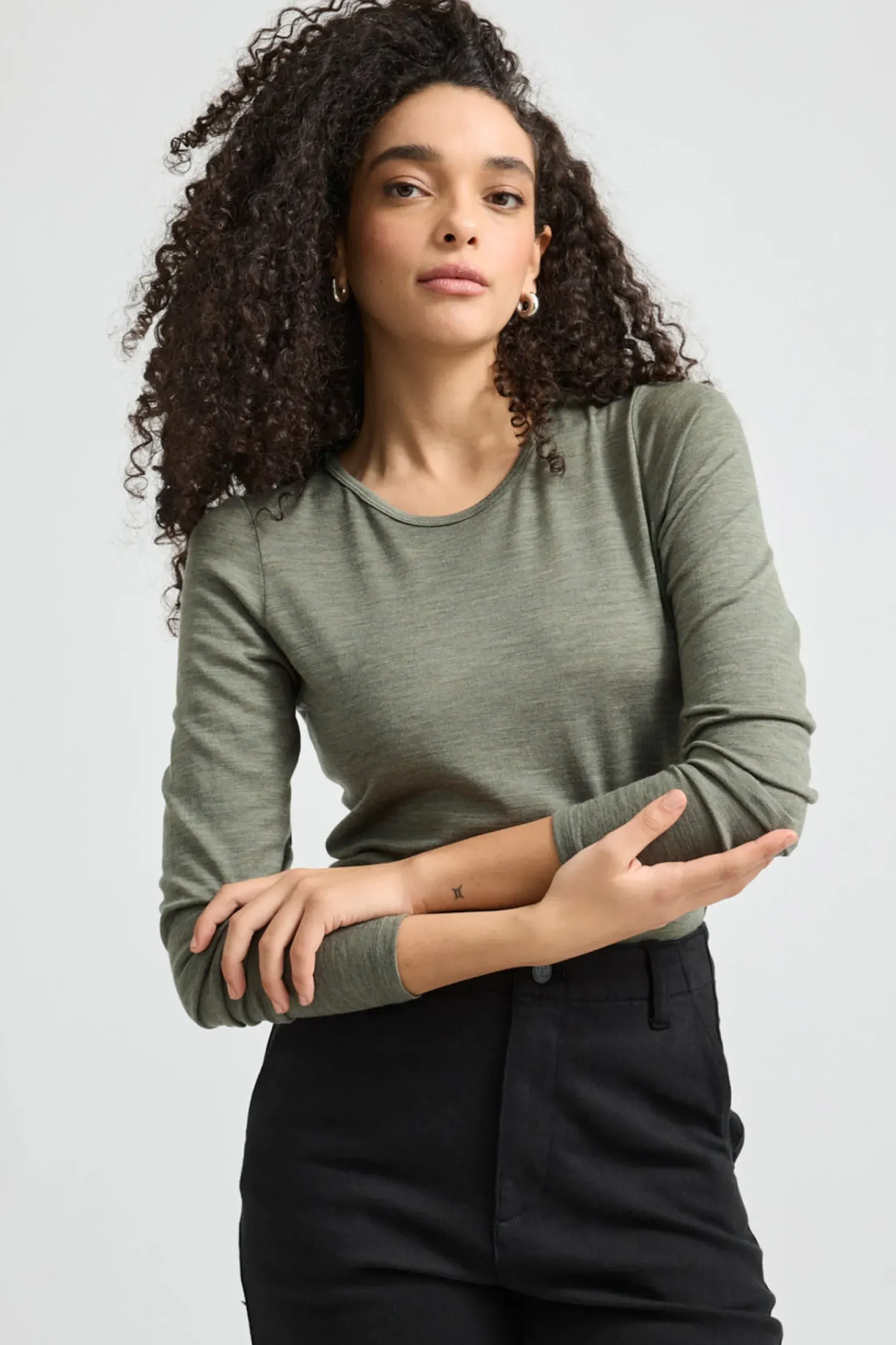 Toorallie Crew Merino Tee - Bay Leaf
