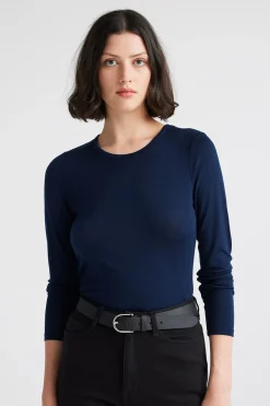 Toorallie Crew Merino Tee - Navy