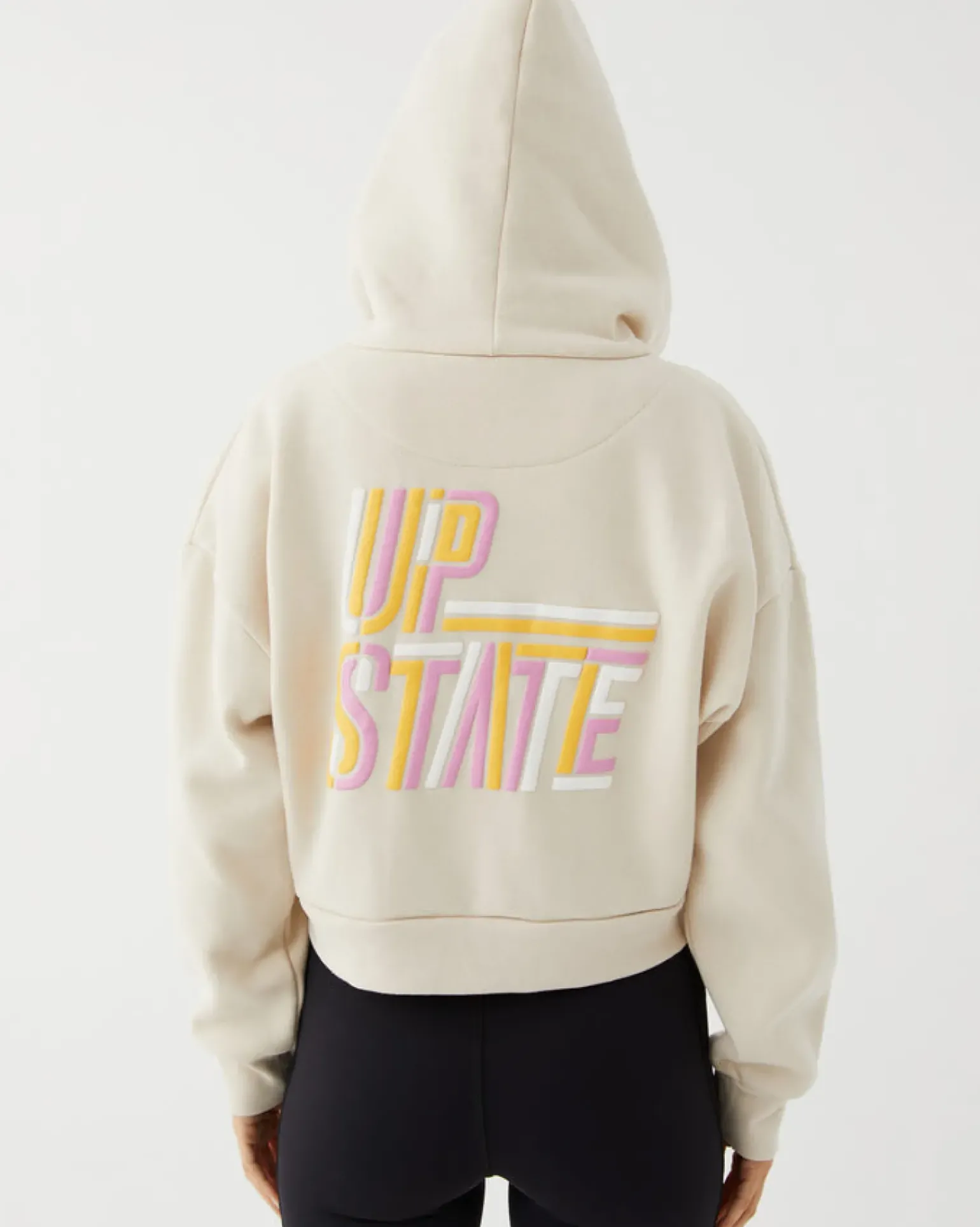 Upstate Zip Through Cropped Hoodie- Chalk Multi