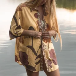 Wandering Folk Glades Over Swim Shirt - Chamomile