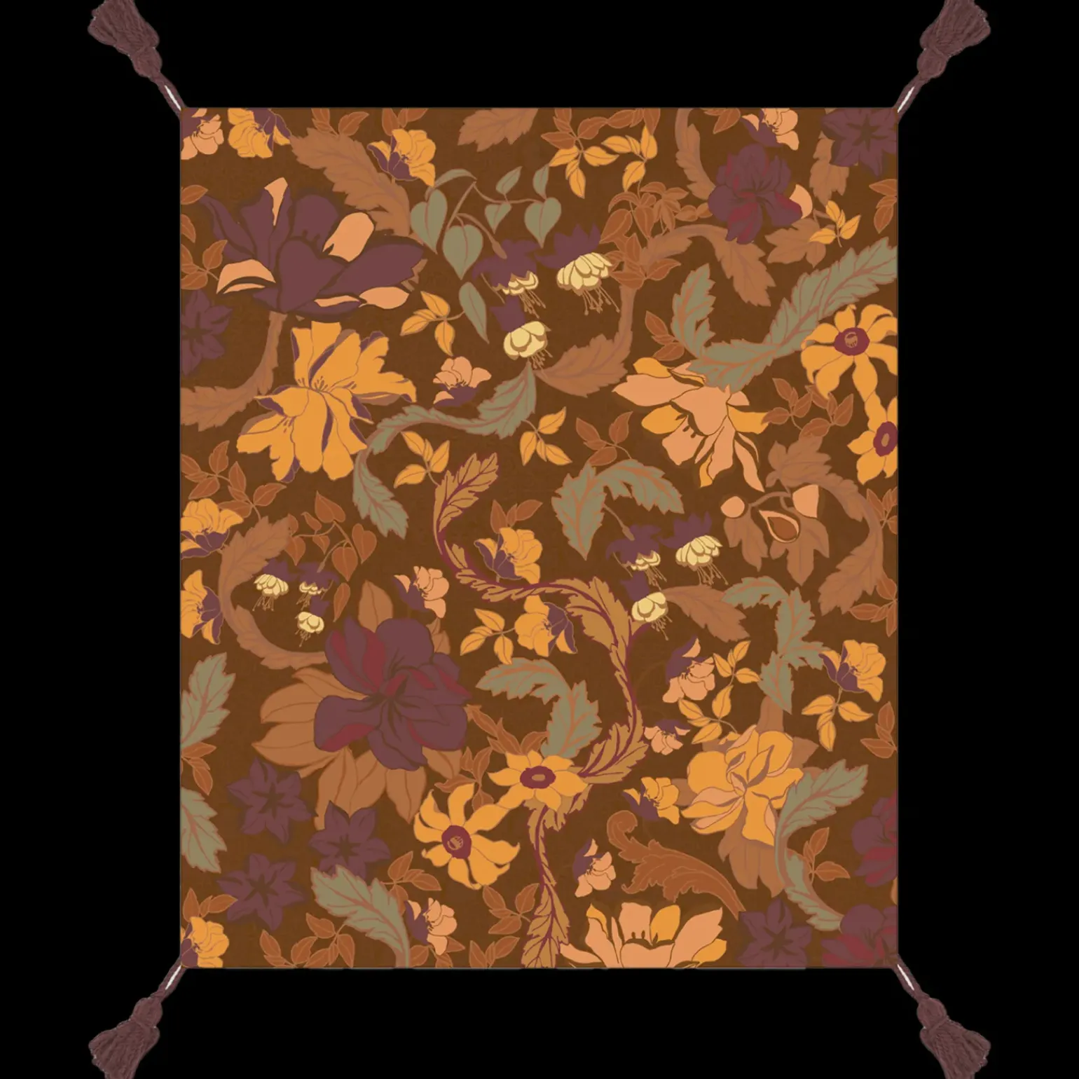 Wandering Folk Picnic Rug - Plum